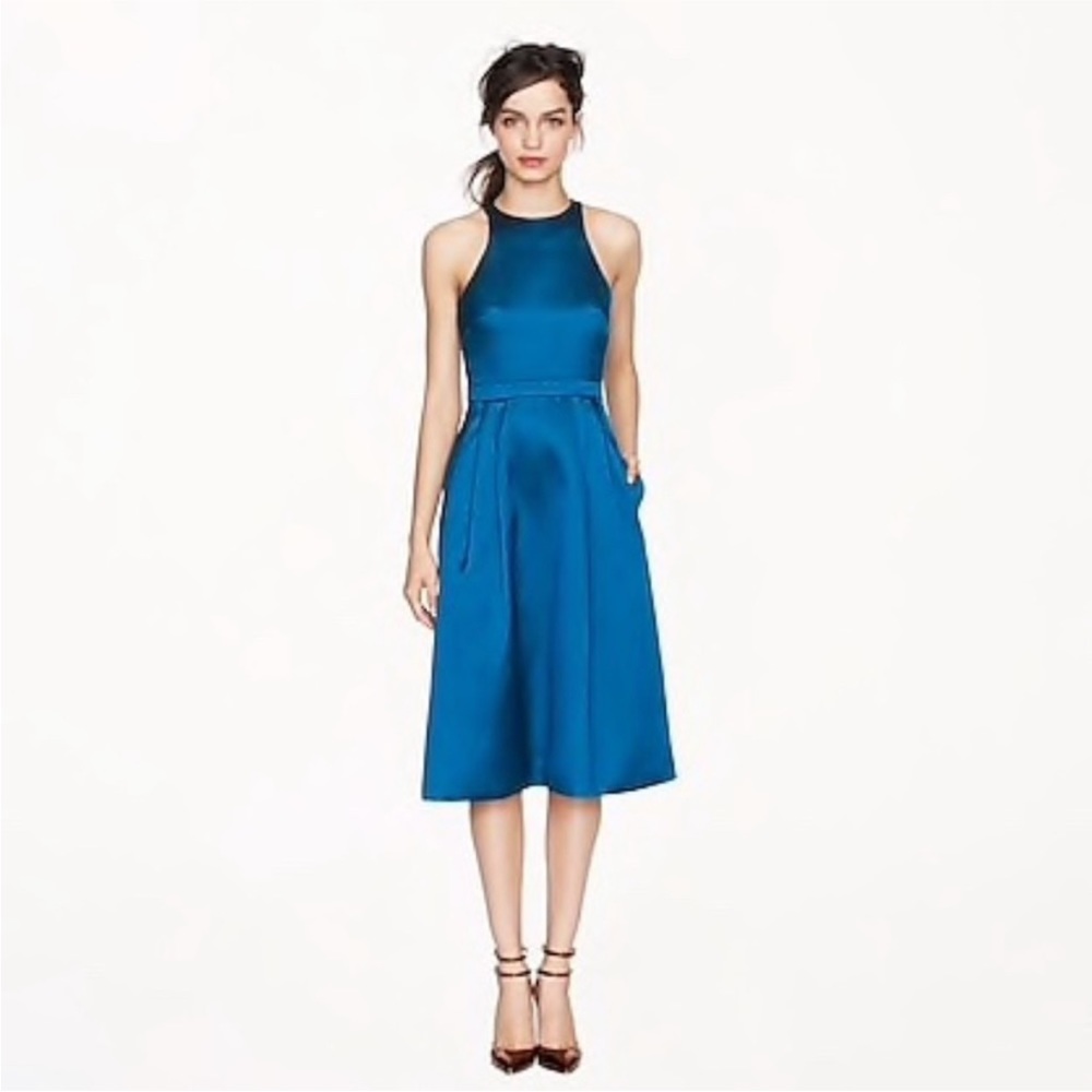 J. Crew Teal Blue Halter Midi Dress